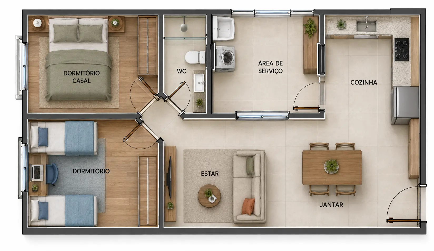 Planta do apartamento funcional do Residencial Talín